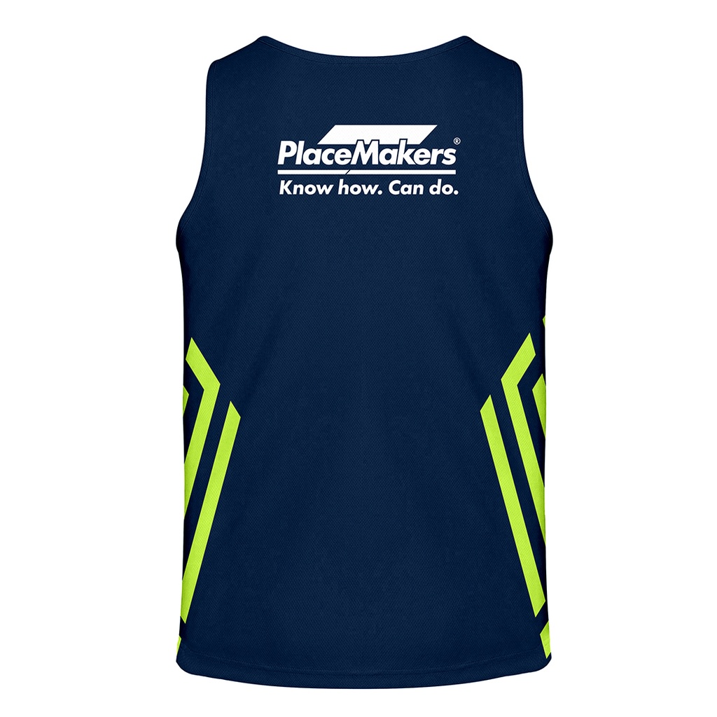 PM Safety DriFit Hi Vis Singlet - Navy/Yellow