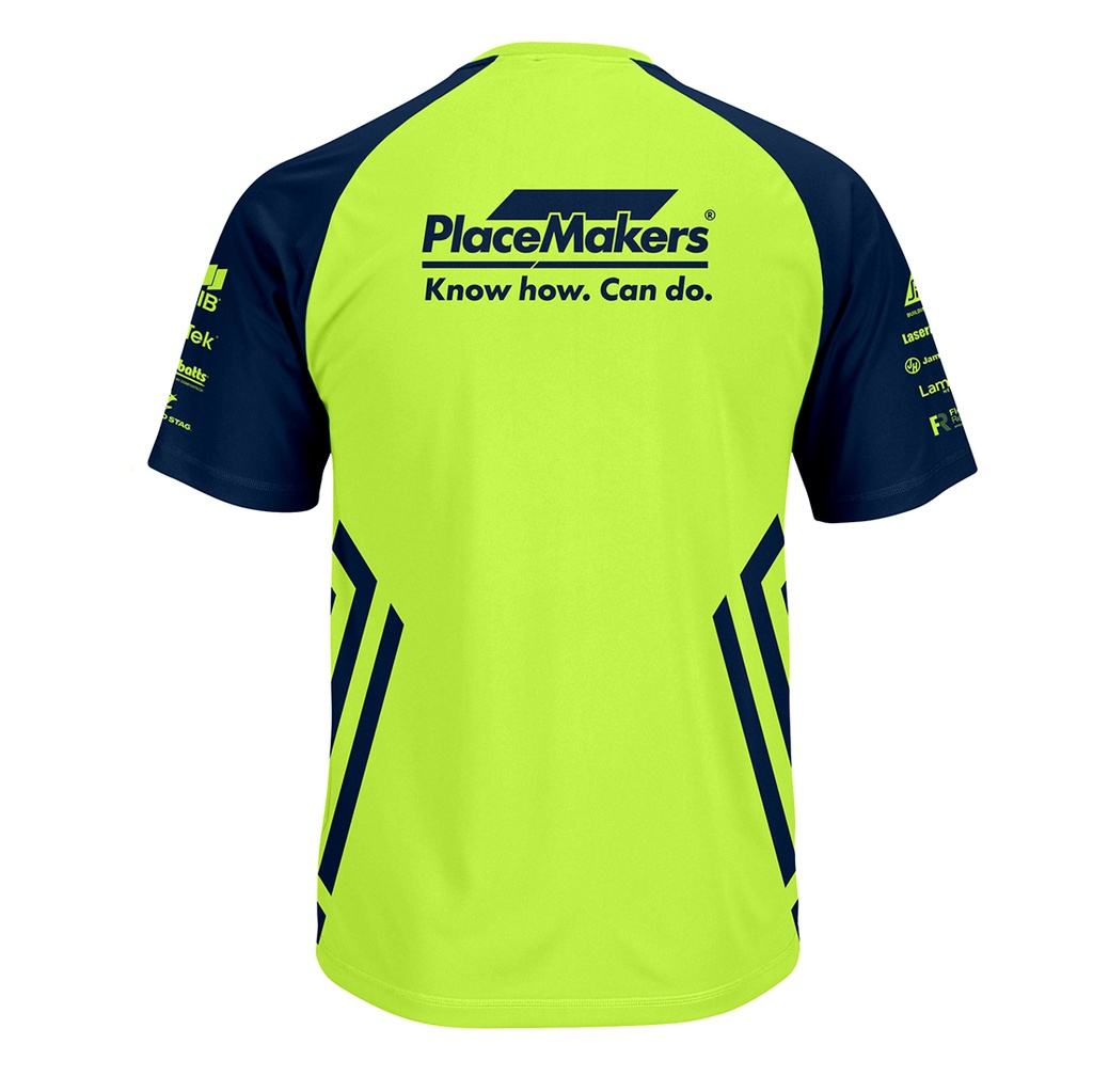 PM Safety DriFit Hi Vis Tee- Yellow/Navy