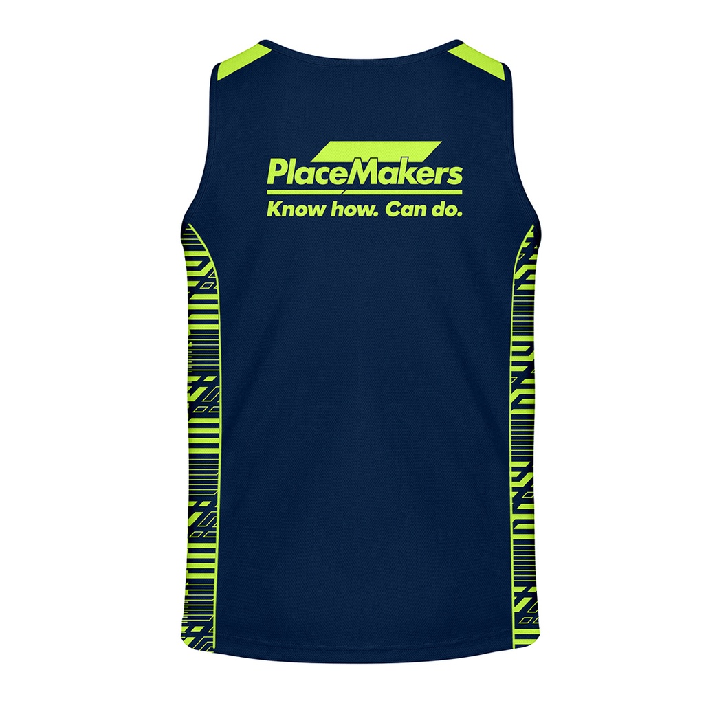 PM Safety DriFit Hi Vis Singlet - Navy/Yellow