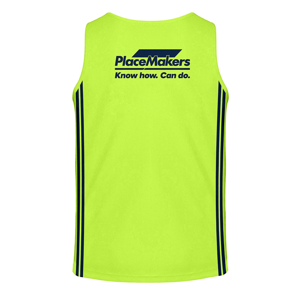 PM Safety DriFit Hi Vis Singlet - Yellow/Navy 2026