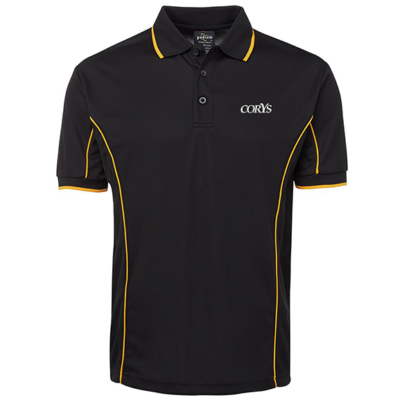 Corys Men's Piping Polo-Black/Gold (CES)