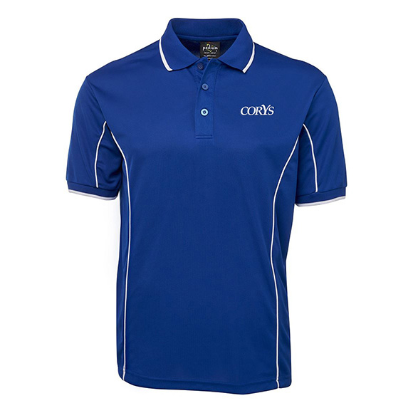 Corys Men's Piping Polo-Royal/White
