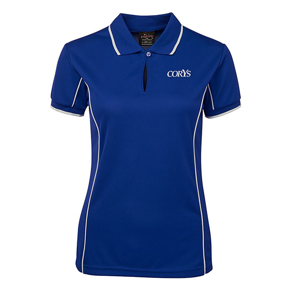 Corys Ladies S/S Piping Polo-Royal/White (CES)
