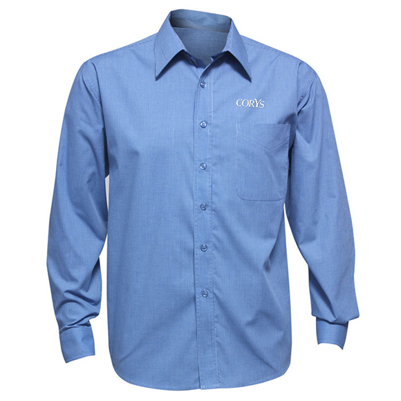 Corys Micro check LS shirt-Mid Blue (CES)