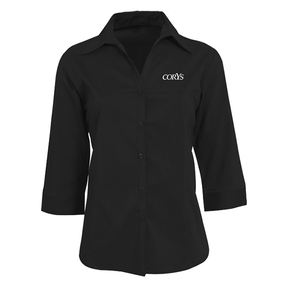 Corys Ladies Metro 3/4 Sleeve Shirt - Black (CES)