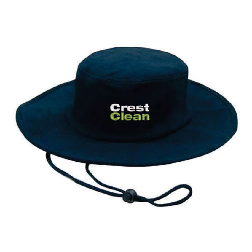 CrestClean Cotton Wide Brim Hat-Navy