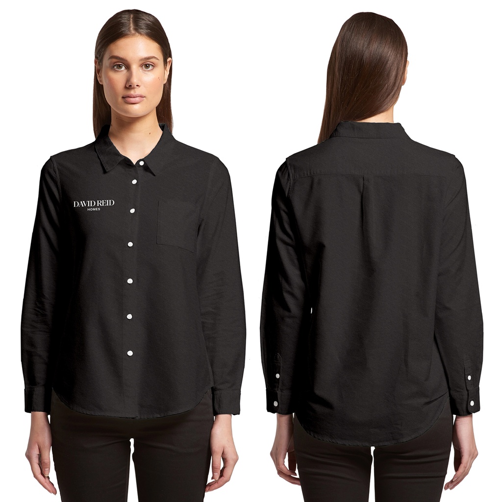 David Reid Ladies Oxford Shirt - Black 