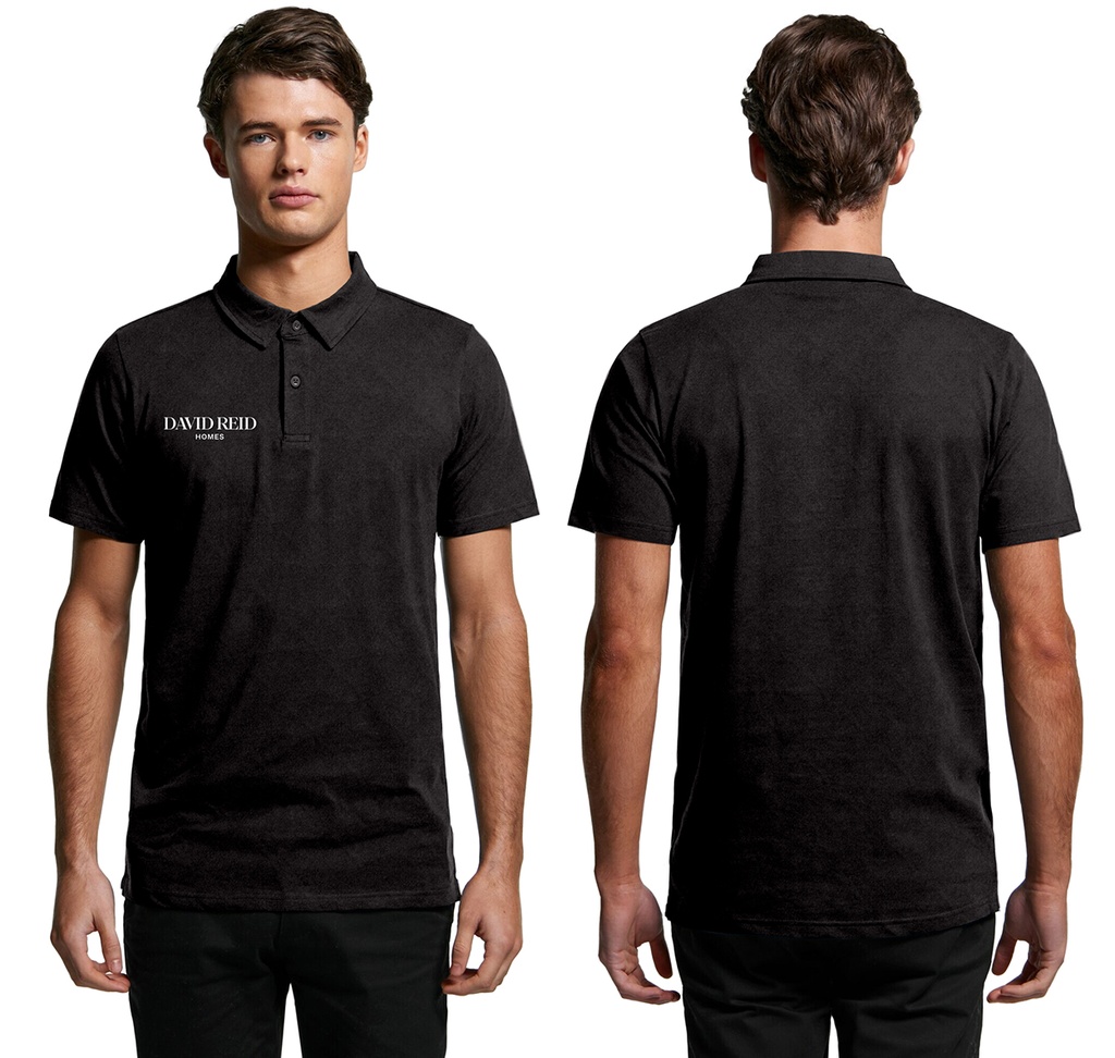 David Reid Mens Pique Polo - Black 