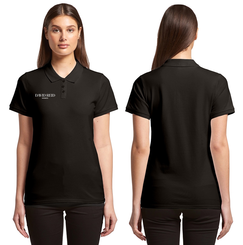 David Reid Ladies Pique Polo - Black 