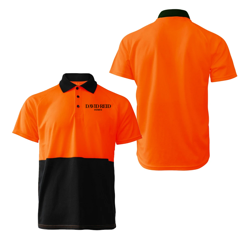 David Reid Hi Vis Polo - Orange/Black 