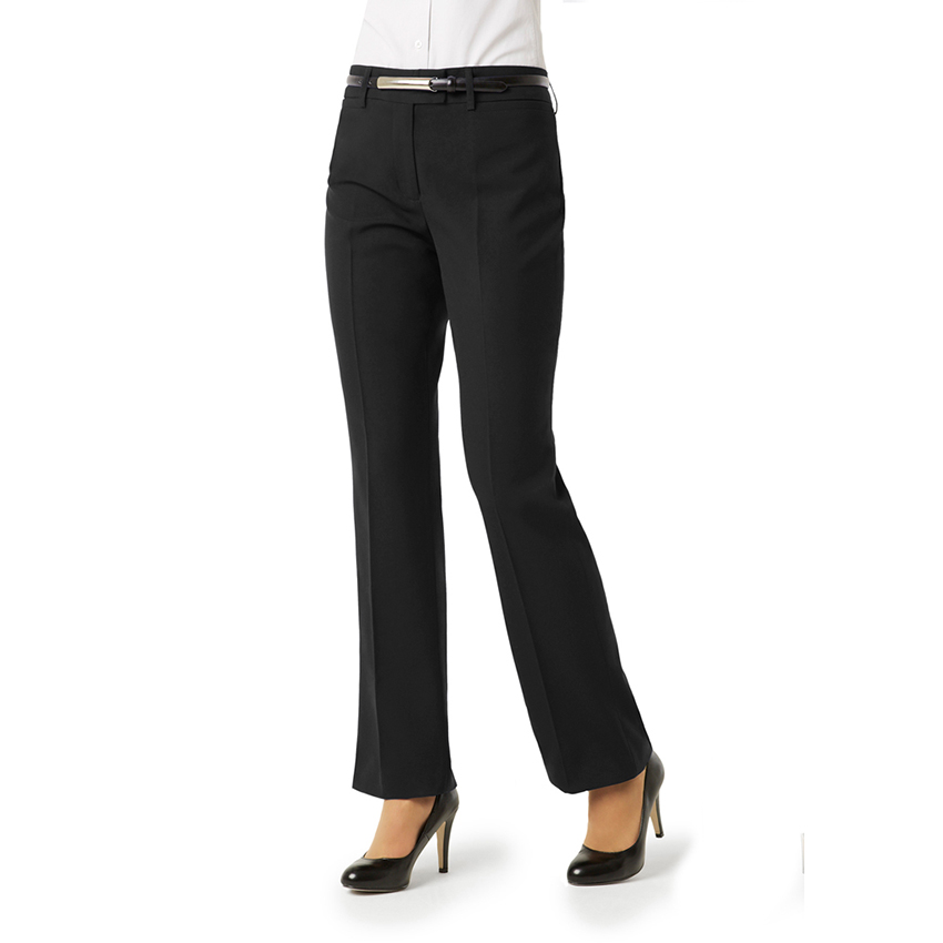 Women's Flat Front Trousers-Black