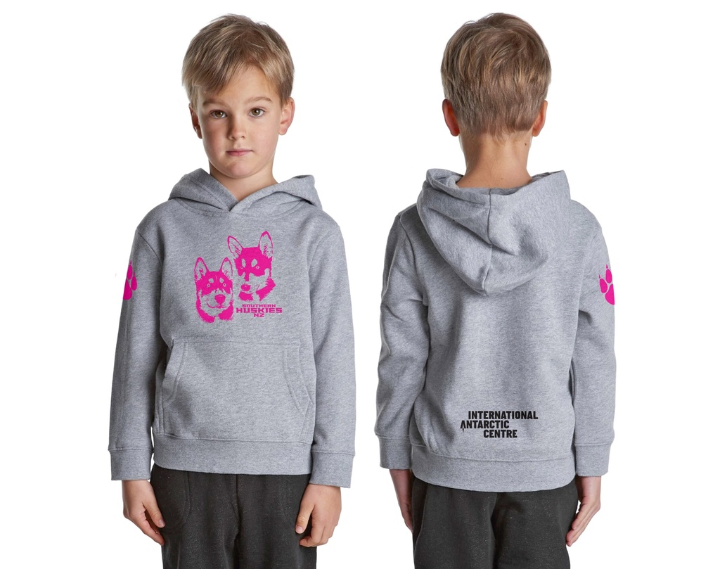 IAC Kids Hoodie - Grey (with Pink branding) 