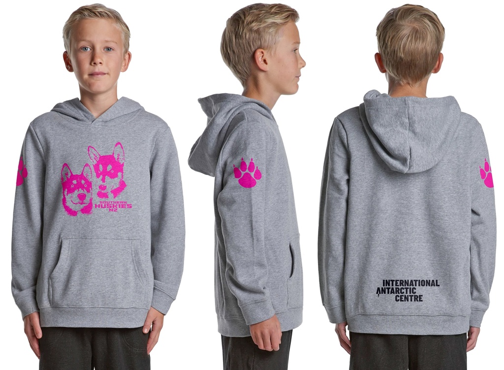IAC Youth Hoodie - Grey (with Pink branding) 