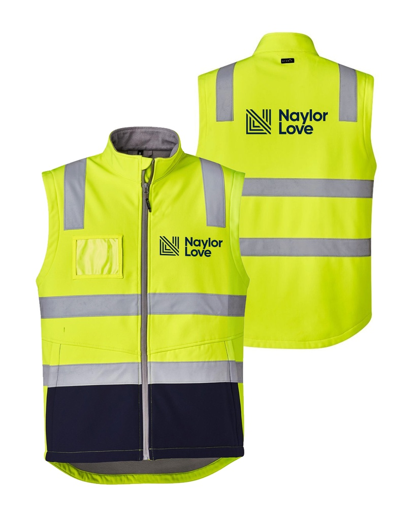 Naylor Love Hi Vis SoftShell Vest(with name)-Yellow/Navy 