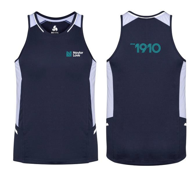 Naylor Love Men's Sports Singlet-Navy/White/Silver 