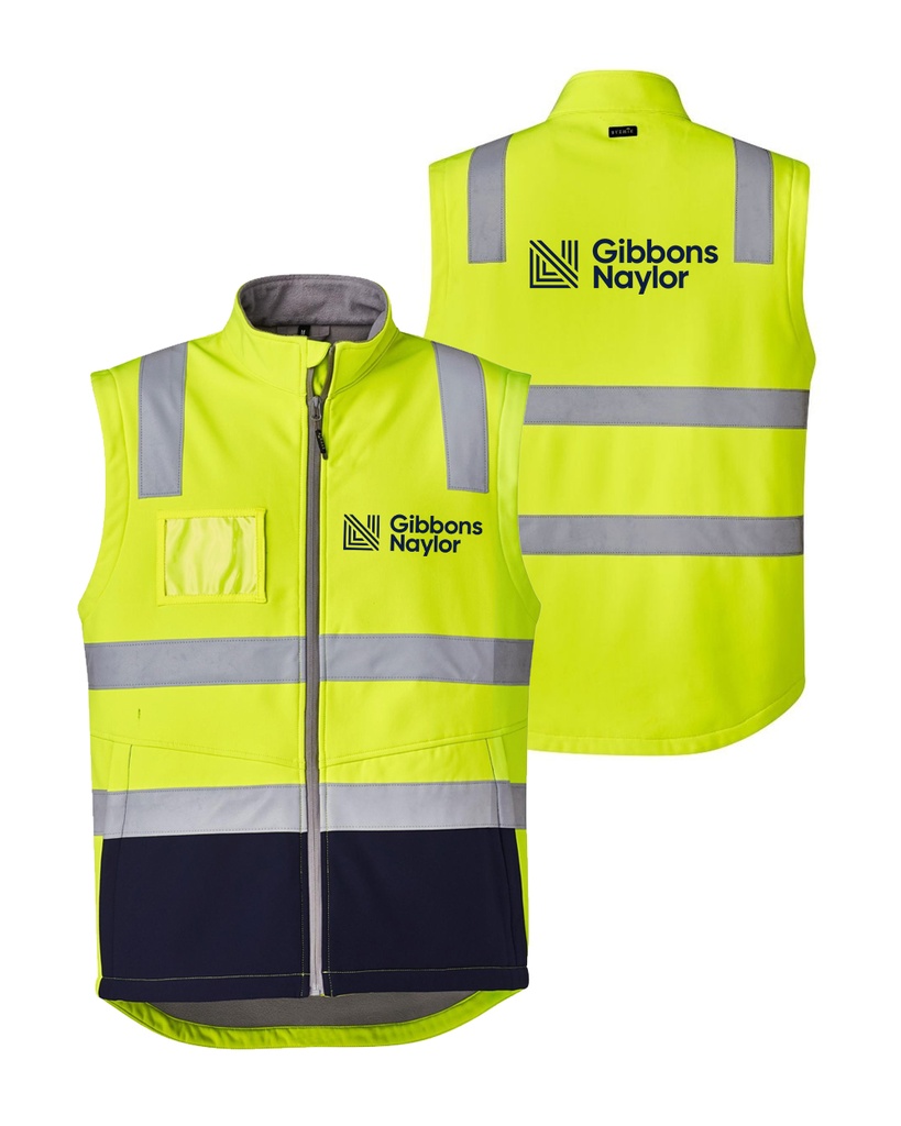 Gibbons Naylor Hi Vis SoftShell Vest - Yellow/Navy 