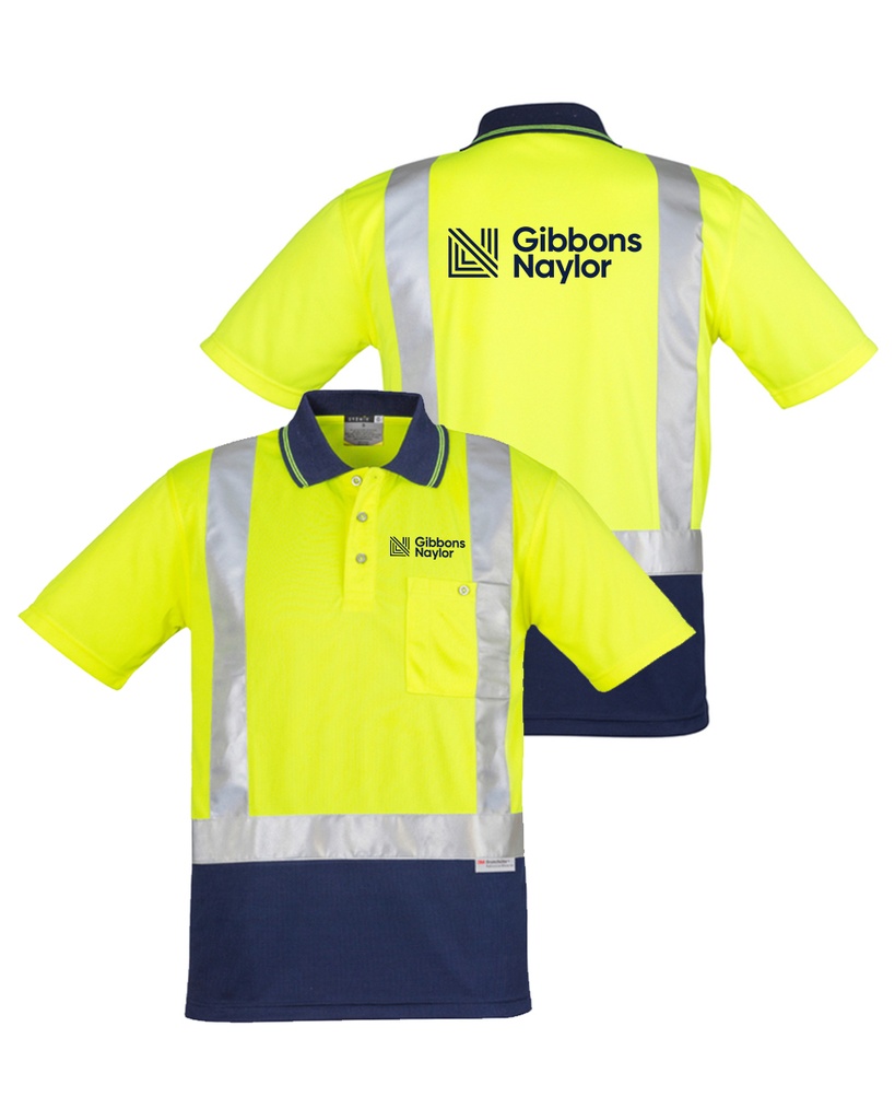 Gibbons Naylor Hi Vis SS Polo - Yellow/Navy 