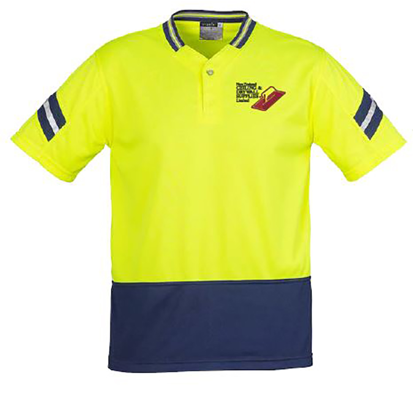 NZCDS Mens Hi Vis Astro Polo-Yellow/Navy