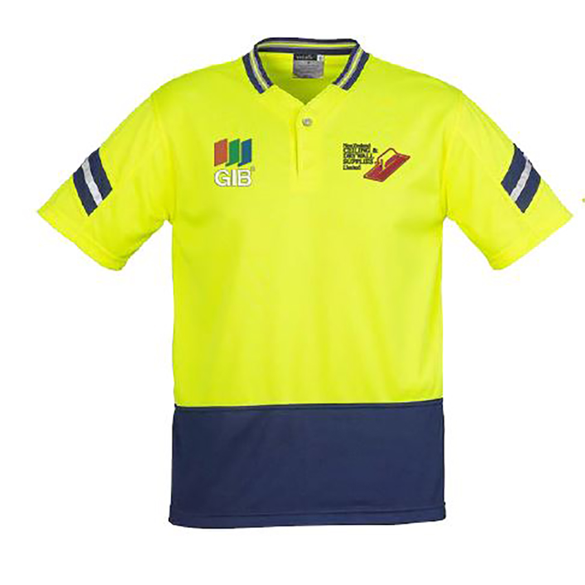 NZCDS/Gib Mens Hi Vis Astro Polo-Yellow/Navy 