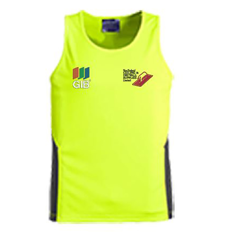 NZCDS/Gib Mens Hi Vis Singlet Yellow/Navy 
