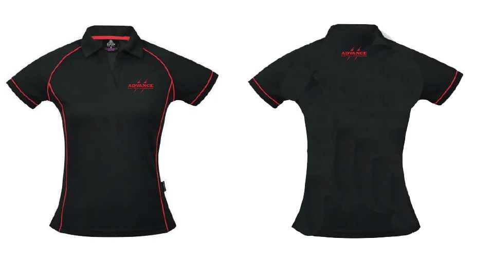 PB Advance Electrical Women's Endeavour Polo-Blk/Red 