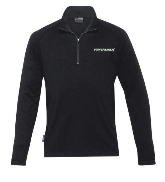 Powerbase Men's Merino Zip Pullover-Black 