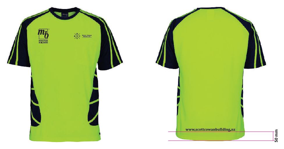 SCBL Hi Vis Tee - Lime/Navy 