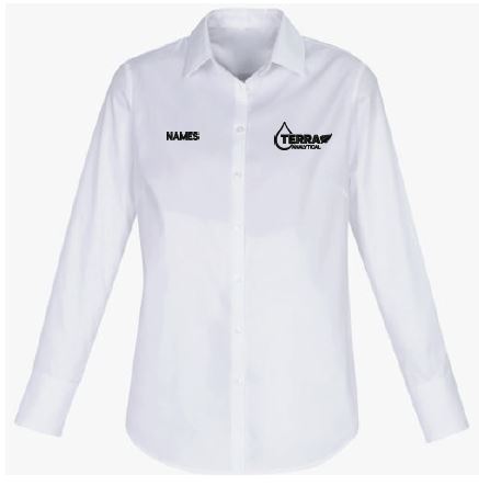 Terra Analytical Camden Ladies LS Shirt-White with Name
