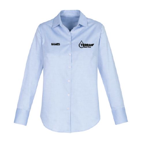 Terra Analytical Camden Ladies LS Shirt-Blue with Name