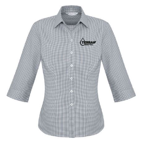 Terra Analytical Women's Ellison 3/4 Sleeve Shirt-Silver 