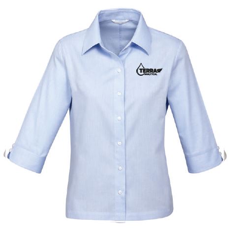 Terra Analytical Women's Luxe 3/4 sleeve Shirt-Blue