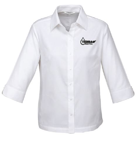 Terra Analytical Women's Luxe 3/4 sleeve Shirt-White 