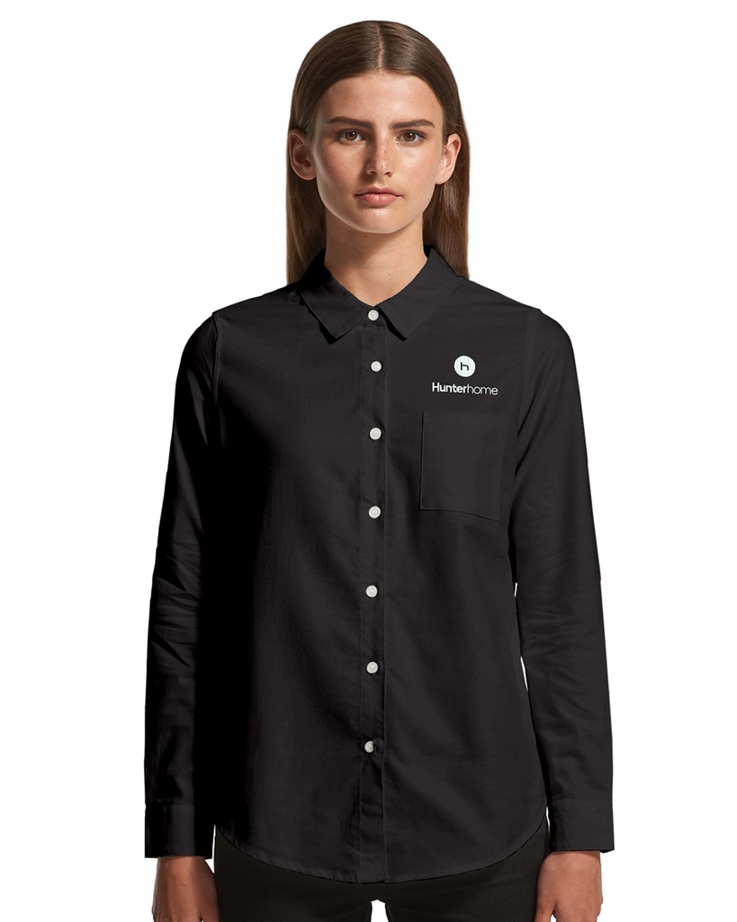 HunterHome Women's Oxford LS Shirt - Black 