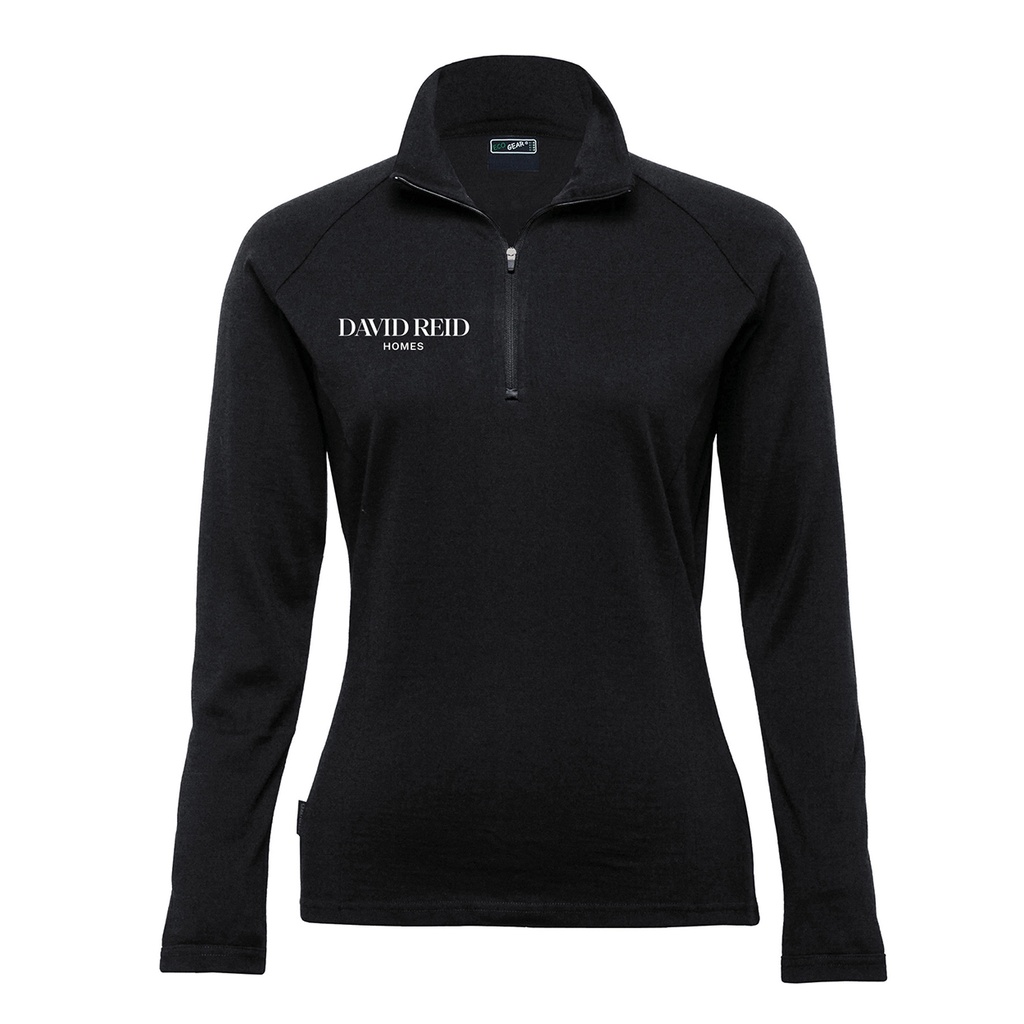 David Reid Ladies 1/4 Zip Merino - Black 