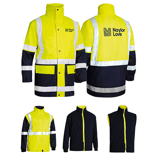 Naylor Love 5 in 1 Hi Vis Jacket-Yellow/Navy-with names