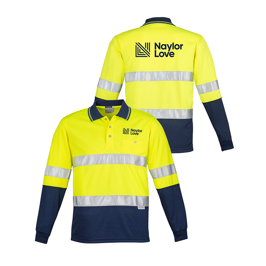 Naylor Love Hi Vis LS Polo-Yellow/Navy(Hoop Taped)