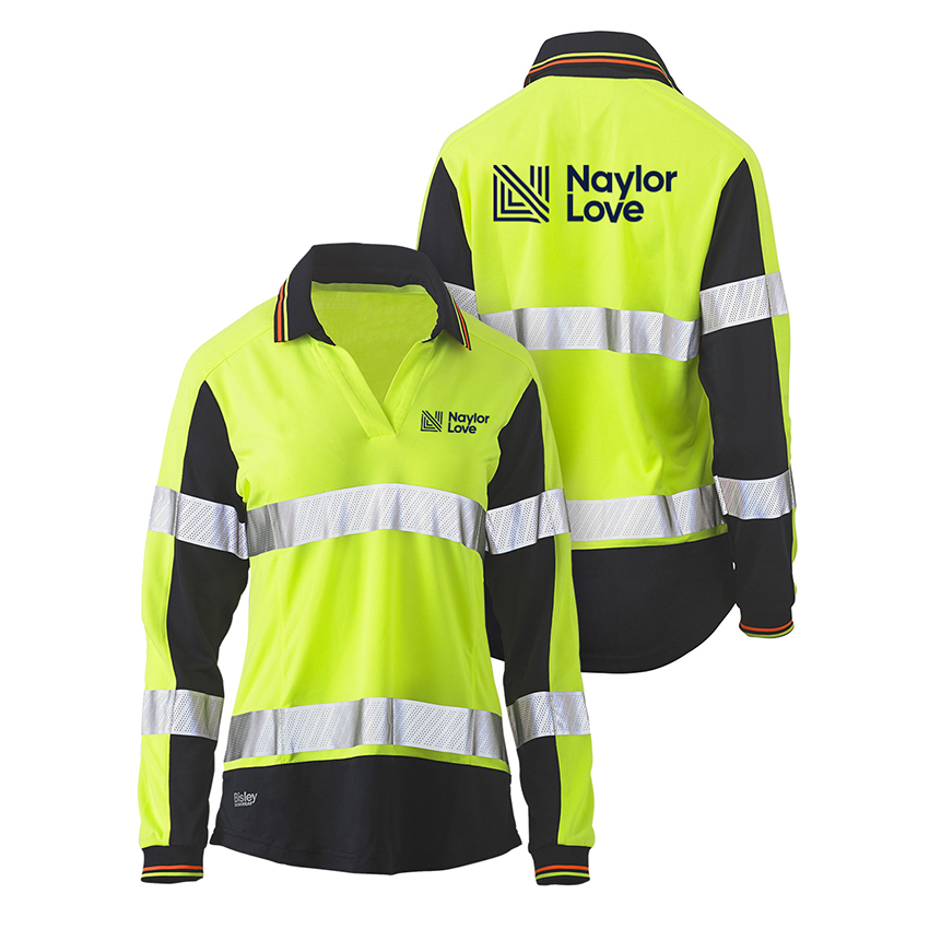Naylor Love Bisley Hi Vis LS Polo- Yellow/Navy