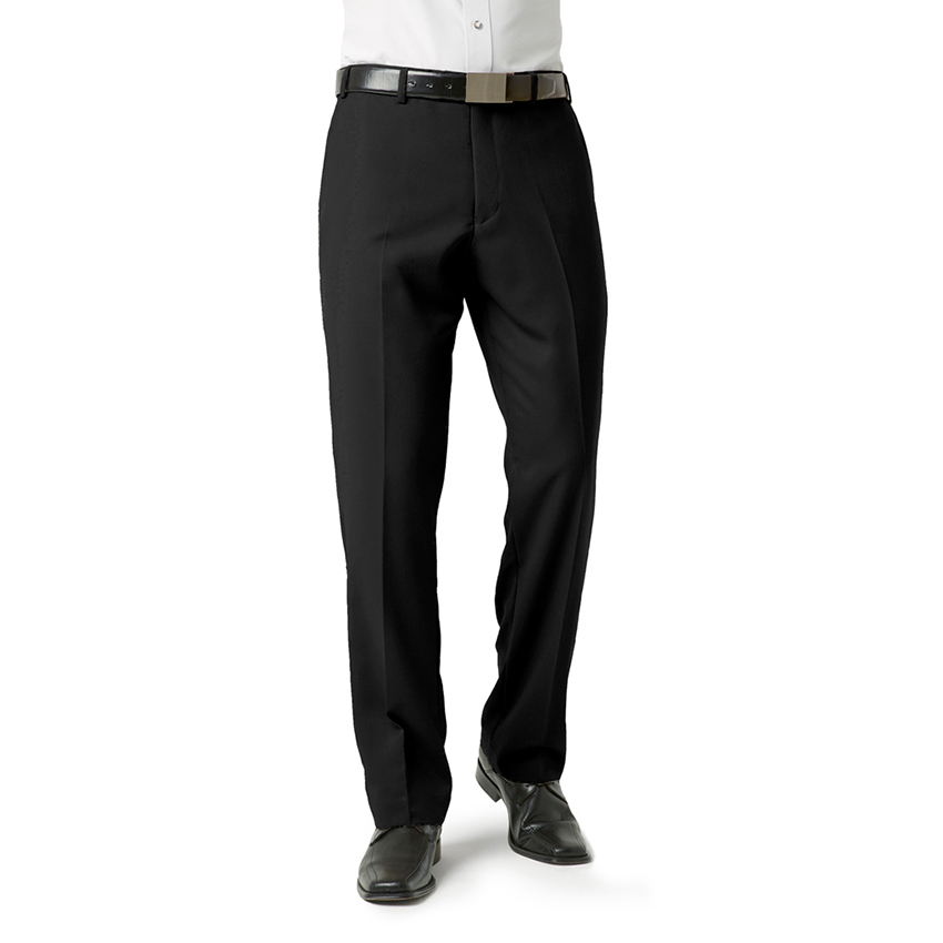 Men's Flat Front Trousers-Black 