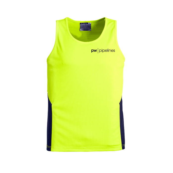 Pipelines Unisex Hi Vis Squad Singlet - Yellow/Navy