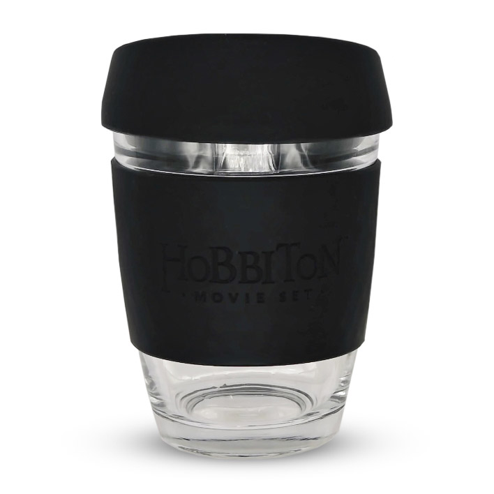 Hobbiton Reusable Coffee Cup- Black lid/Band- MOQ 50 Units