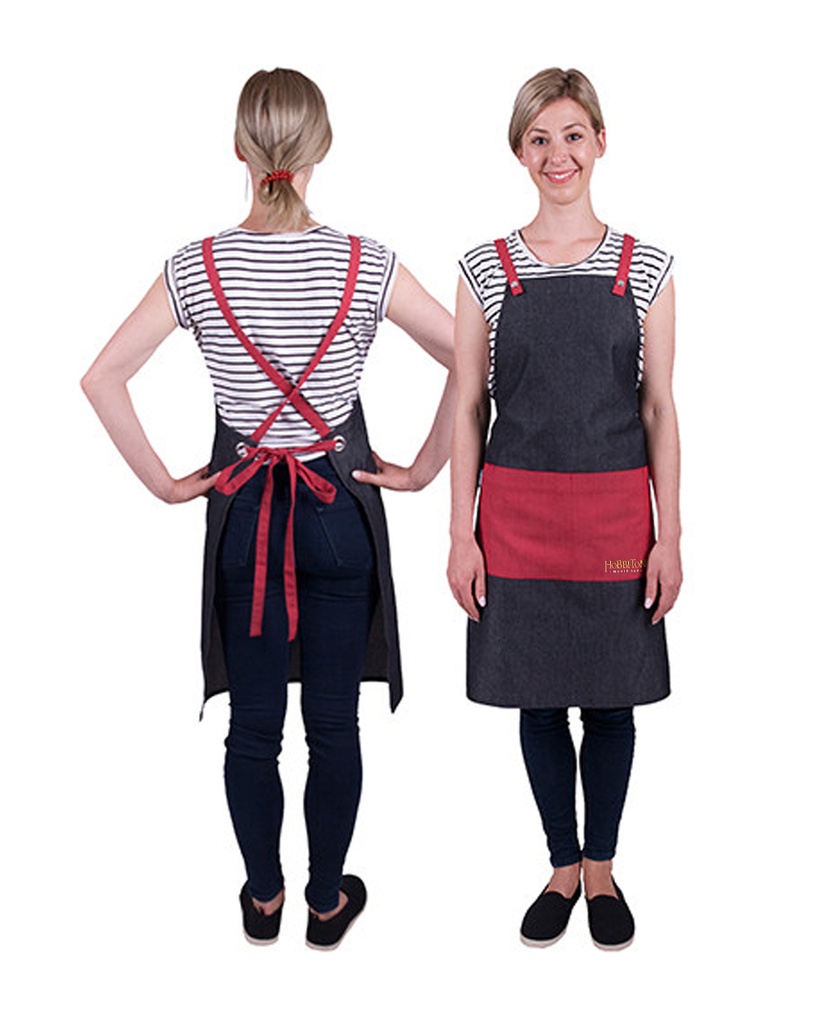 Hobbiton Grey/Cherry Bib Apron