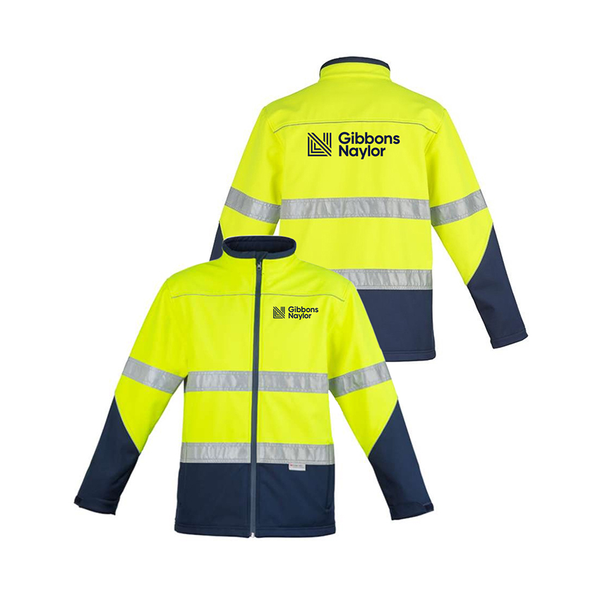 Gibbons Naylor Hi Vis SoftShell Jacket-Yellow/Navy