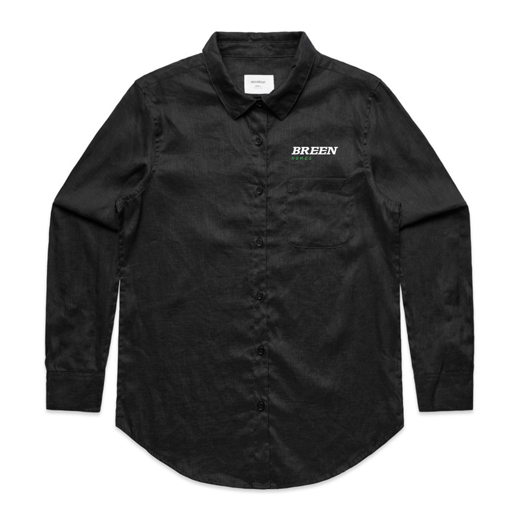 Breen Homes Women's Linen Shirt – Black