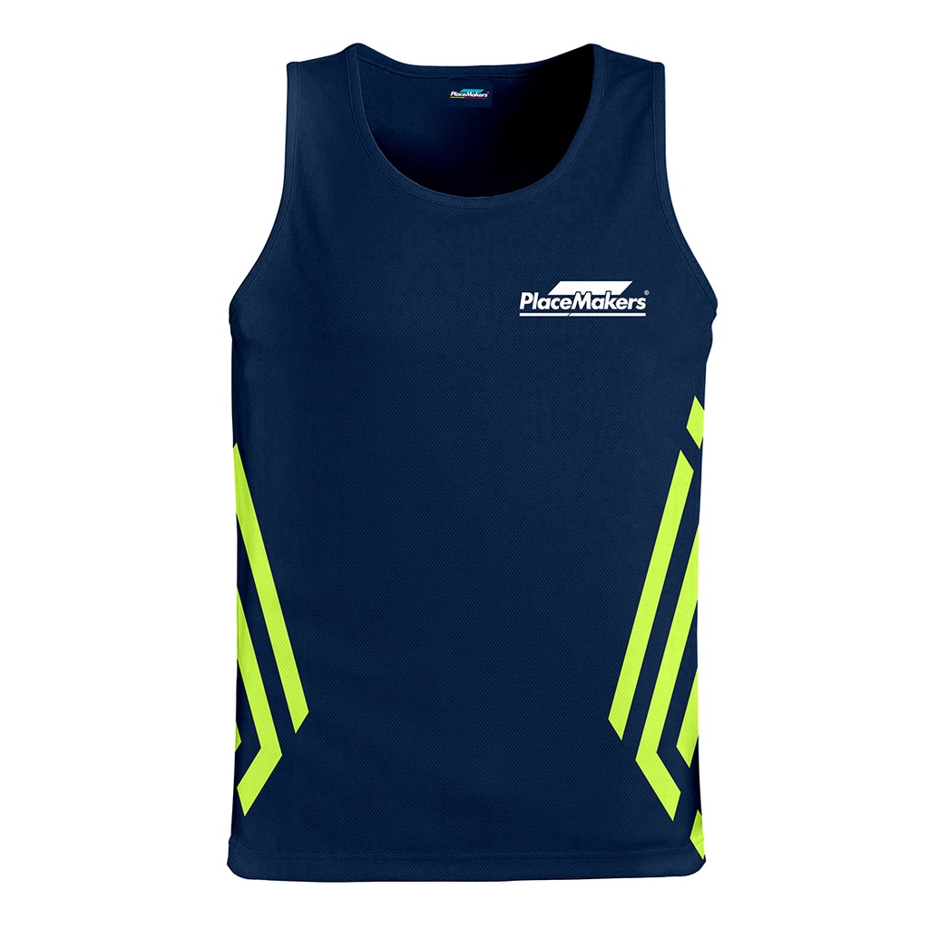 PM Safety DriFit Hi Vis Singlet - Navy/Yellow