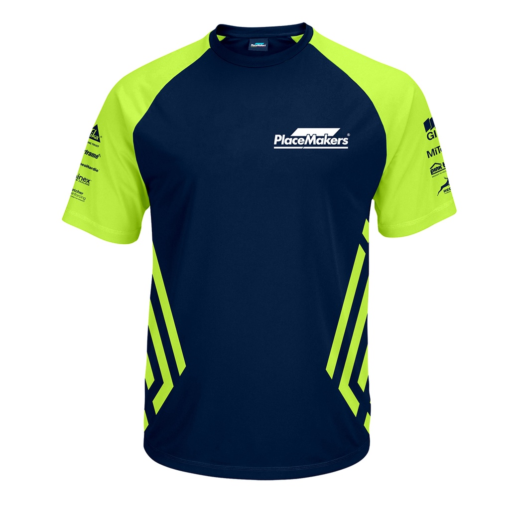 PM Safety DriFit Hi Vis Tee - Navy/Yellow