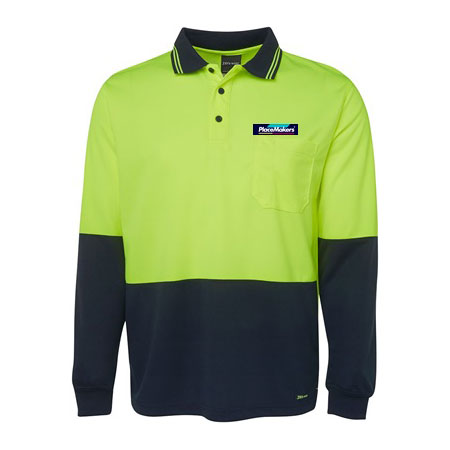 PlaceMakers Hi Vis L/Sleeve Polo*