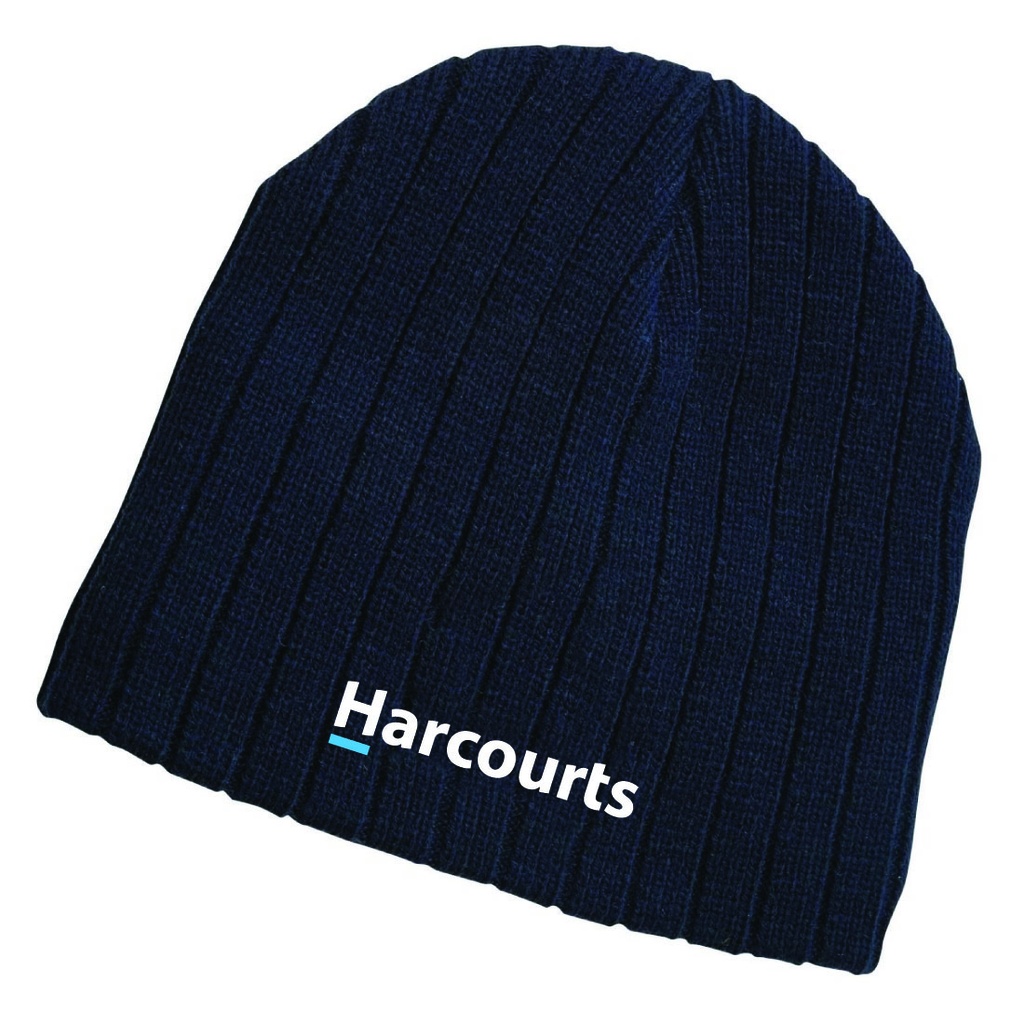 Harcourts Cable Knit Beanies Navy