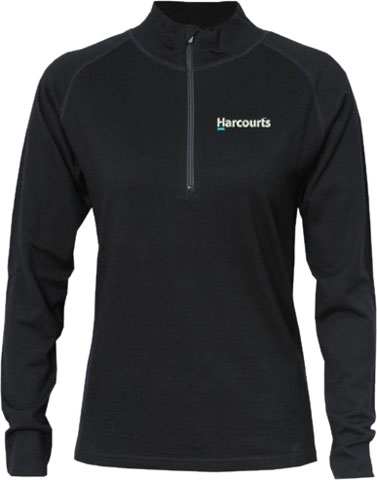 Harcourts 1/4 Zip Merino - Womens | Black