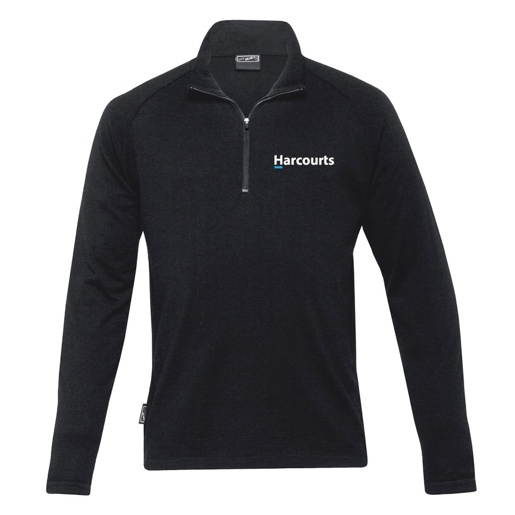 Harcourts 1/4 Zip Merino Mens | Black