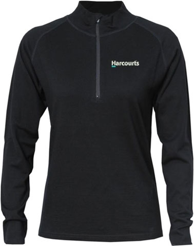 Harcourts 1/4 Zip Merino Mens - Black
